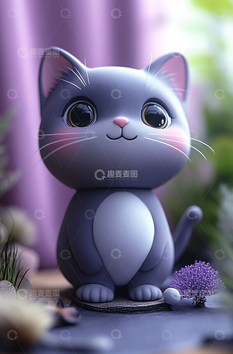 高清大图下载【趣麦麦图】灰色猫玩具模型2