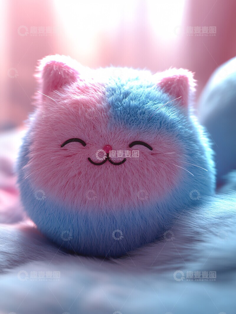 高清大图下载【趣麦麦图】猫脸绒球玩偶2