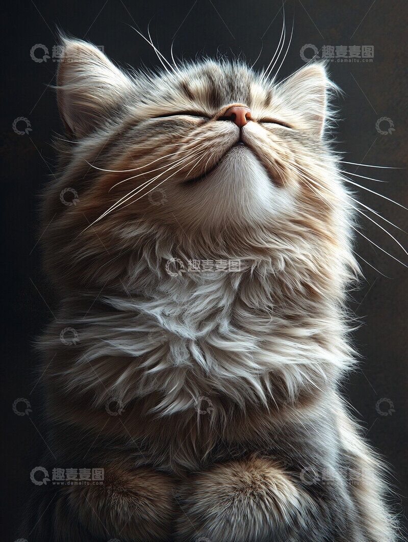 高清大图下载【趣麦麦图】灰白折耳猫坐姿照