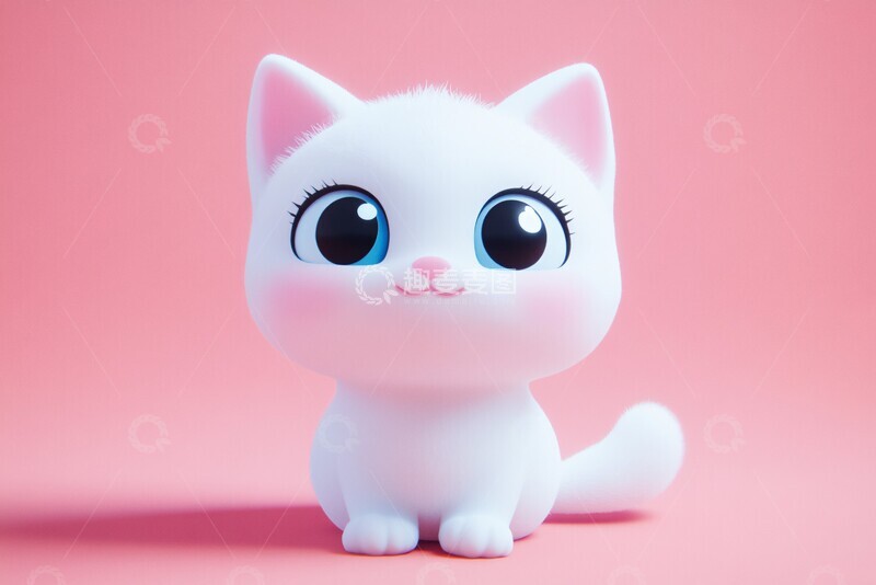 高清大图下载【趣麦麦图】白色猫咪渲染1
