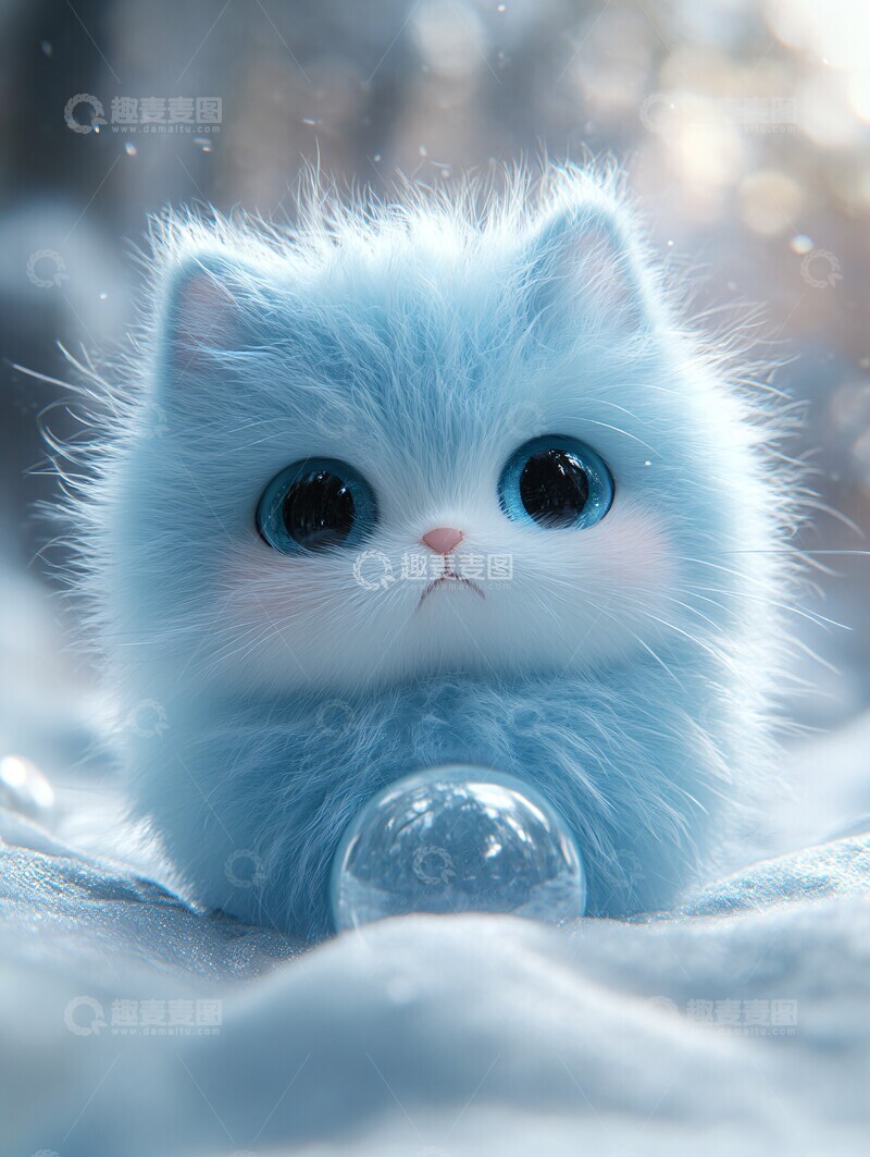 高清大图下载【趣麦麦图】猫脸绒球玩偶