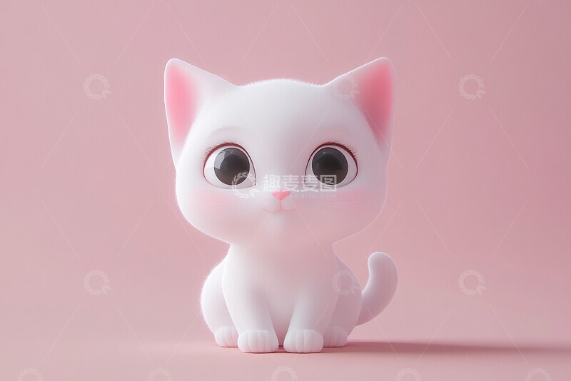 高清大图下载【趣麦麦图】白色猫咪渲染2