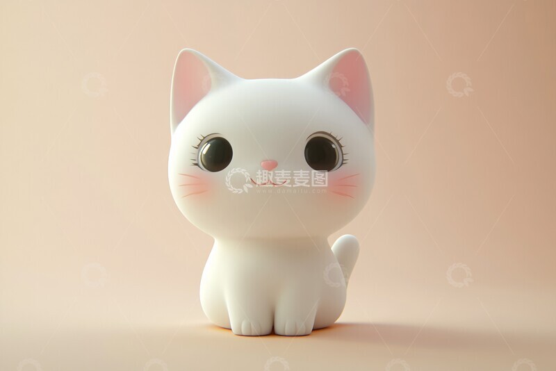 高清大图下载【趣麦麦图】白色猫咪渲染