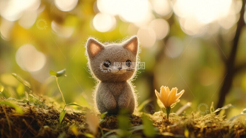 高清大图下载【趣麦麦图】小猫毛毡卡通