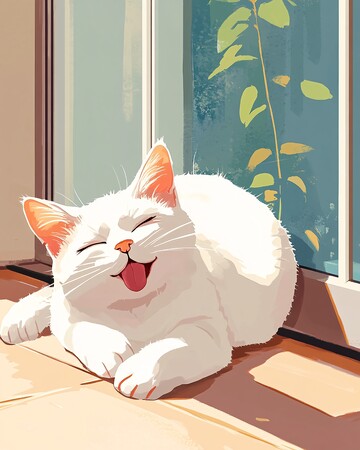 白猫舔肚图白猫舔肚地板1