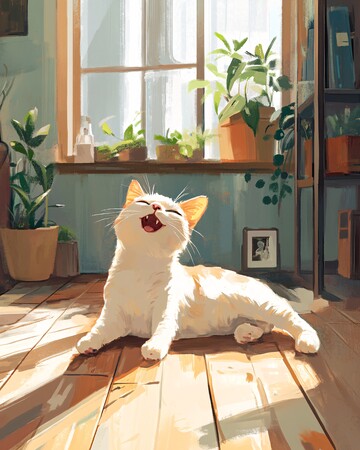 白猫舔肚图白猫舔肚地板