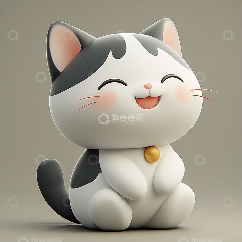 高清大图下载【趣麦麦图】卡通猫坐姿图1