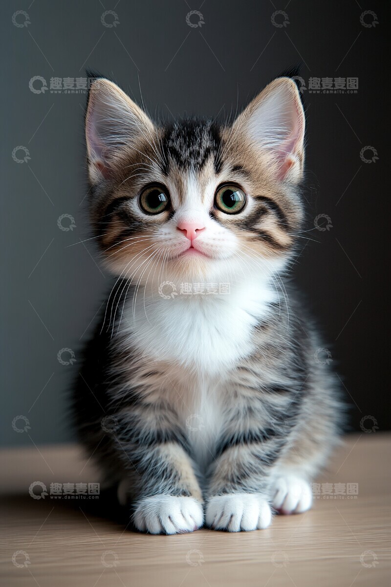 高清大图下载【趣麦麦图】灰色多趾小猫1