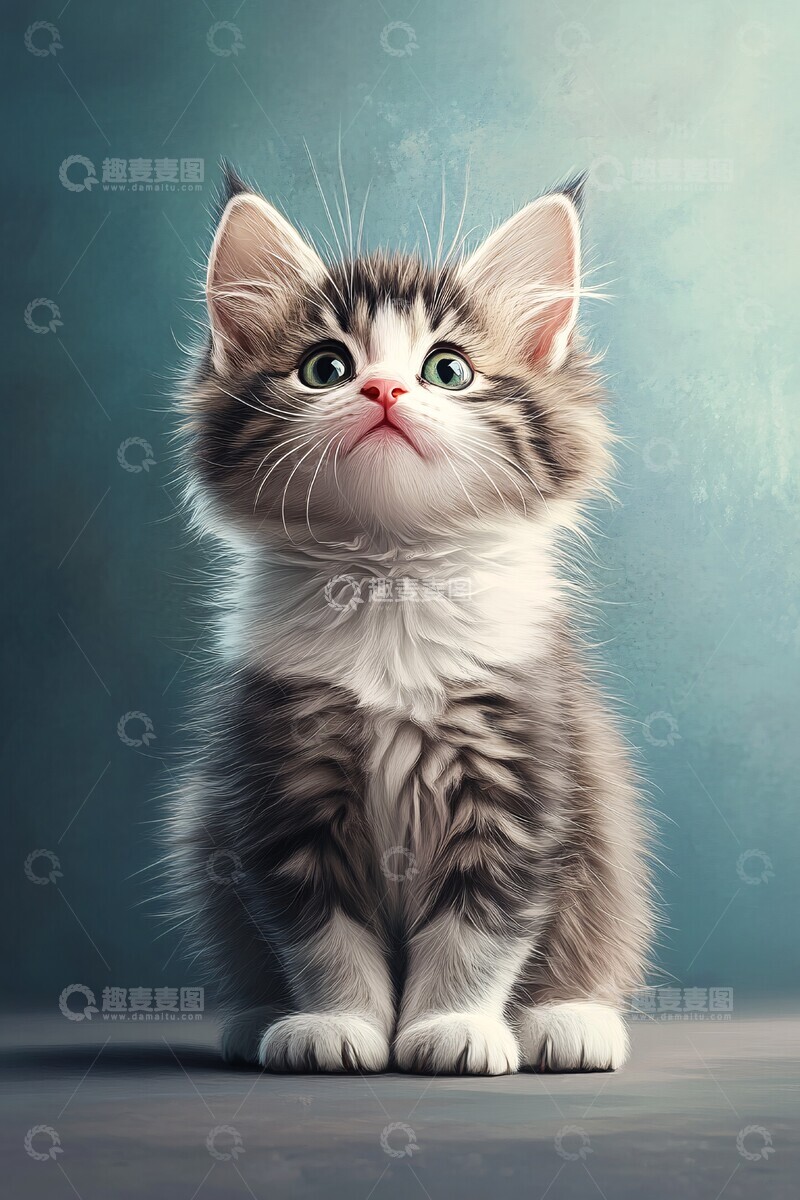 高清大图下载【趣麦麦图】灰色多趾小猫2