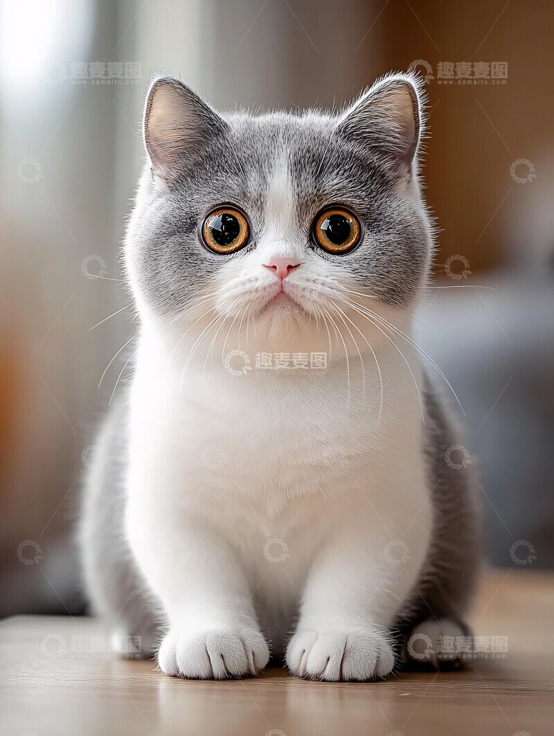 高清大图下载【趣麦麦图】英短猫桌面端坐