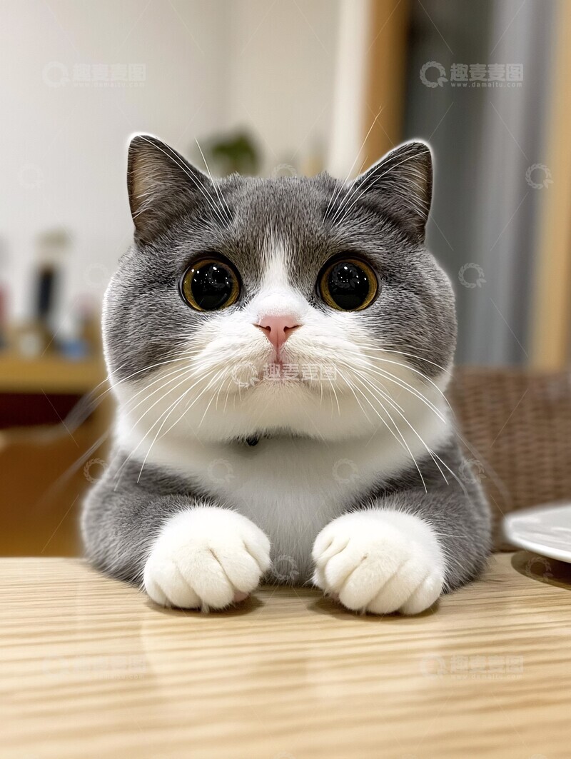 高清大图下载【趣麦麦图】英短猫桌面端坐1