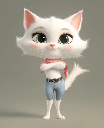 白猫站姿卡通
