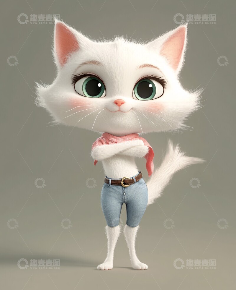 白猫站姿卡通