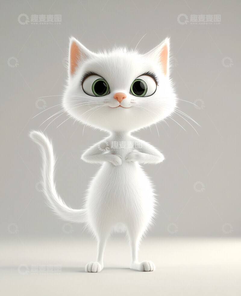 高清大图下载【趣麦麦图】白猫站姿卡通2