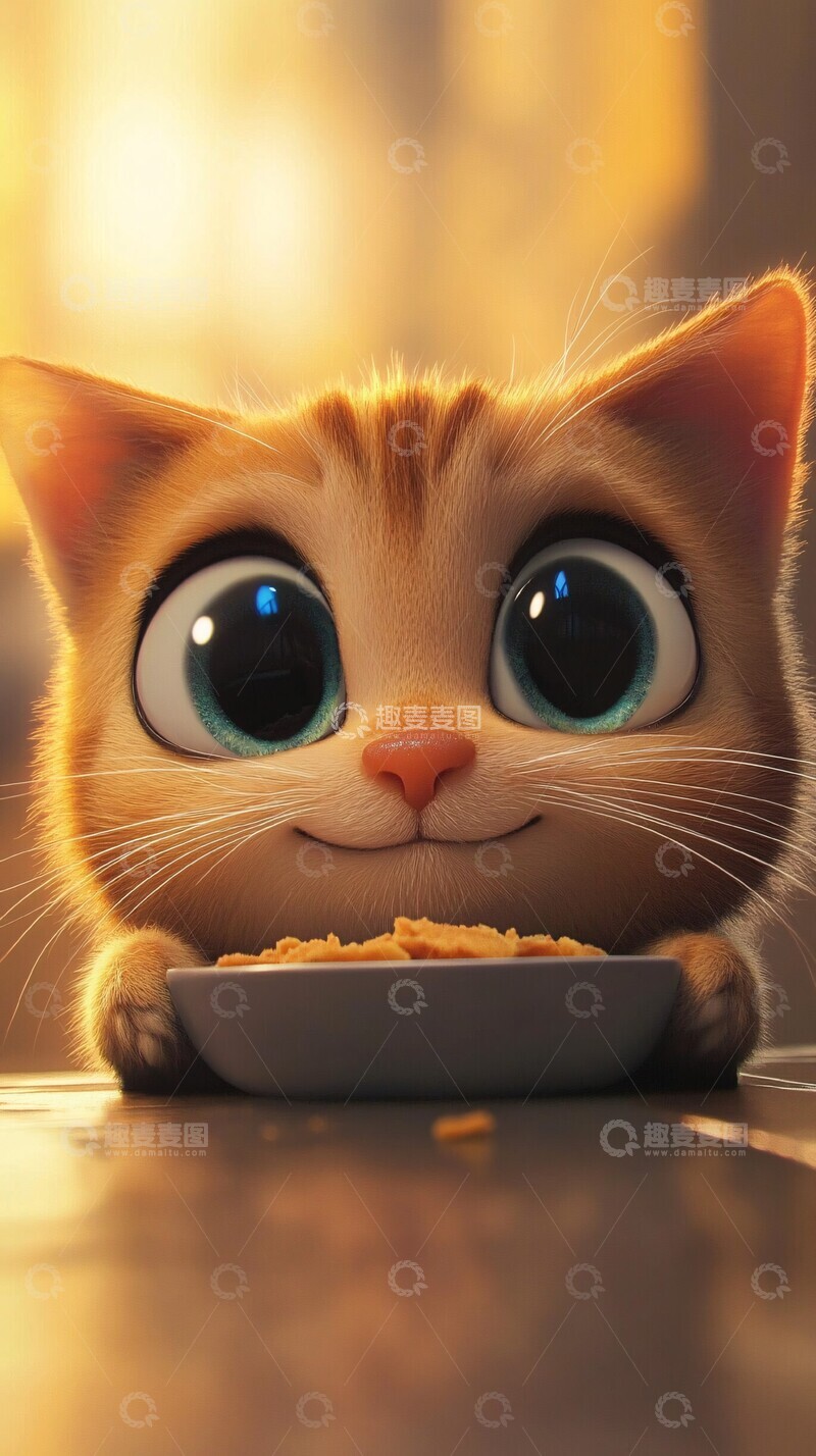 高清大图下载【趣麦麦图】机械猫吃东西1