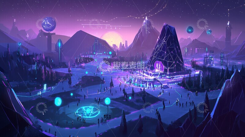 高清大图下载【趣麦麦图】区块链新世界1