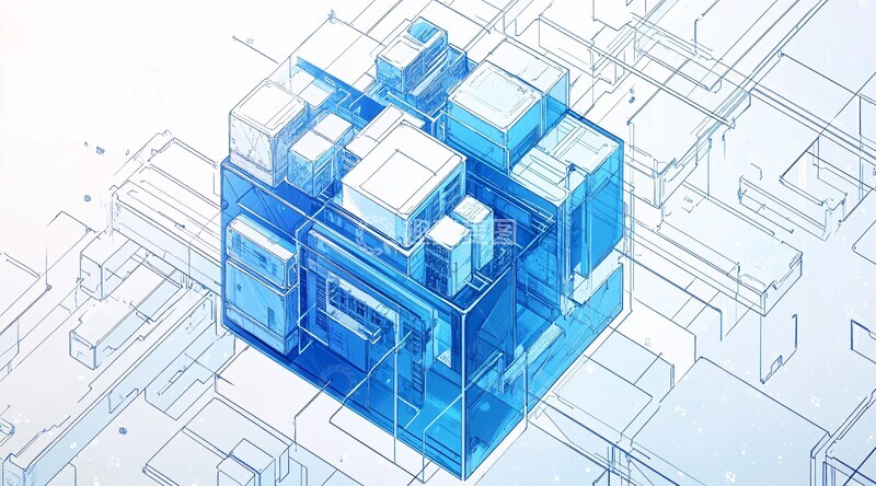 高清大图下载【趣麦麦图】蓝色立方体数据存储1