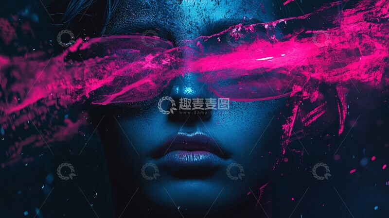 高清大图下载【趣麦麦图】粉蓝科技背景1