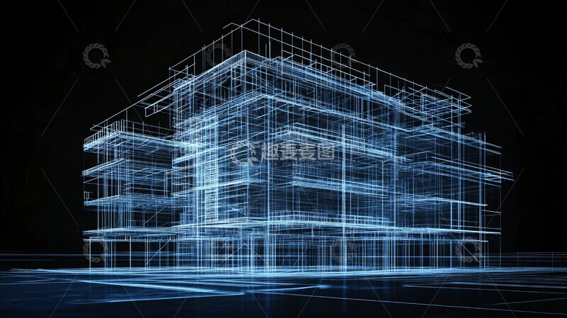 高清大图下载【趣麦麦图】建筑线框渲染图1