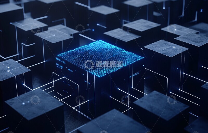 高清大图下载【趣麦麦图】智能合约连接立方体