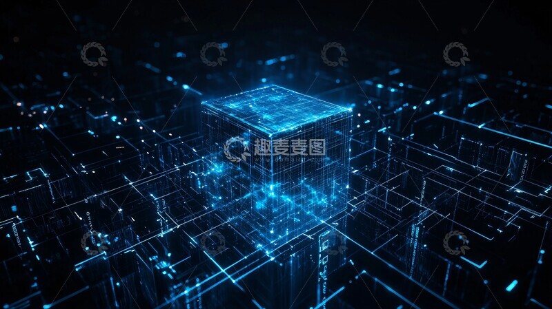 高清大图下载【趣麦麦图】蓝色科技城市背景1