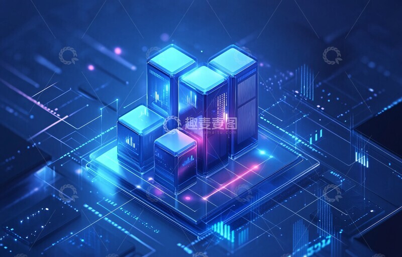 高清大图下载【趣麦麦图】蓝色玻璃柱状图1