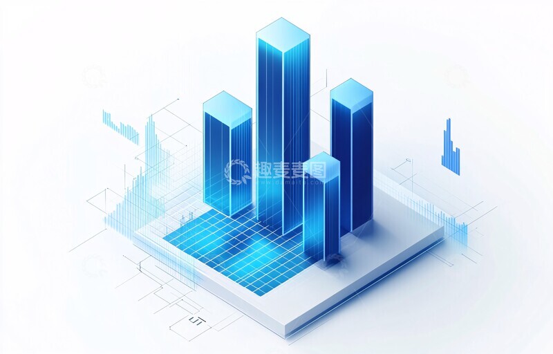 高清大图下载【趣麦麦图】蓝色玻璃柱状图