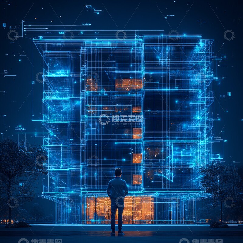 高清大图下载【趣麦麦图】蓝光建筑线框图