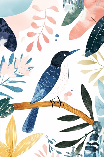 丛林小鸟丛林小鸟水彩