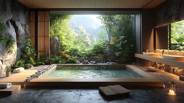 木盆石墙温泉池2