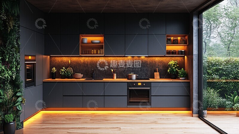 高清大图下载【趣麦麦图】灰色橱柜木质台面7