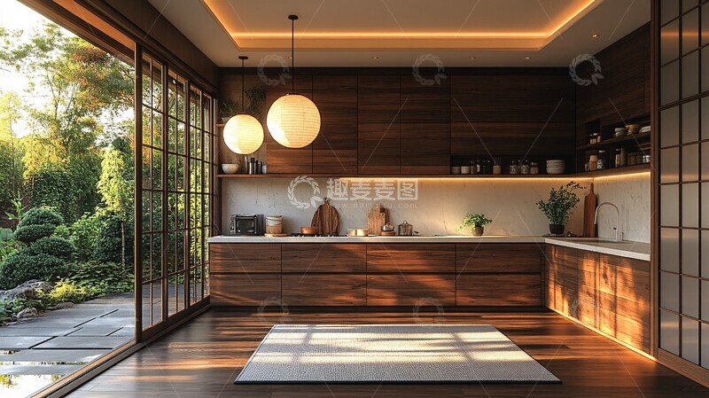 高清大图下载【趣麦麦图】日式厨房竹木装饰3