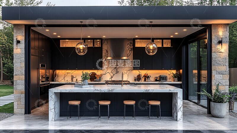 高清大图下载【趣麦麦图】黑白金属厨房设计