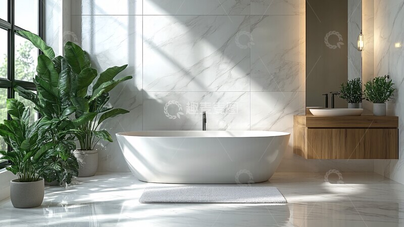 高清大图下载【趣麦麦图】白色大理石浴室2