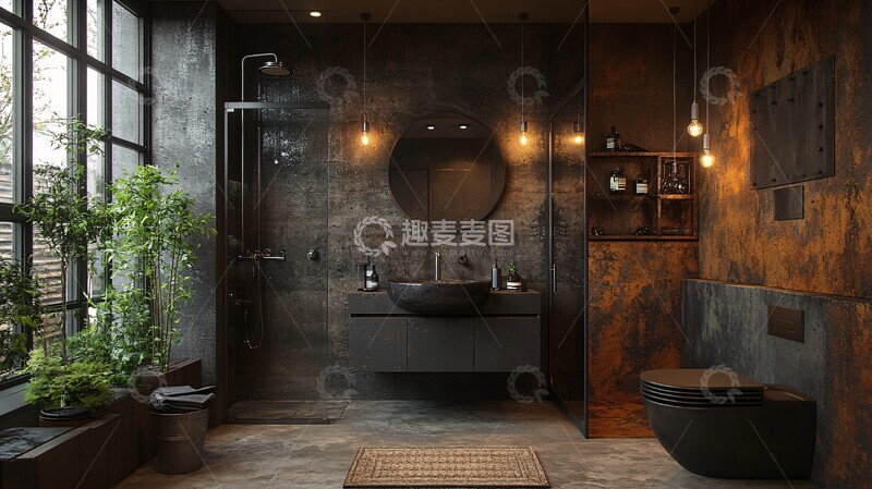 高清大图下载【趣麦麦图】工业风格浴室设计3