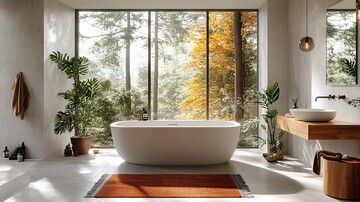 白色灰地木盆浴缸