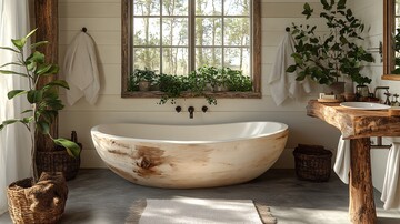 白色灰地木盆浴缸1