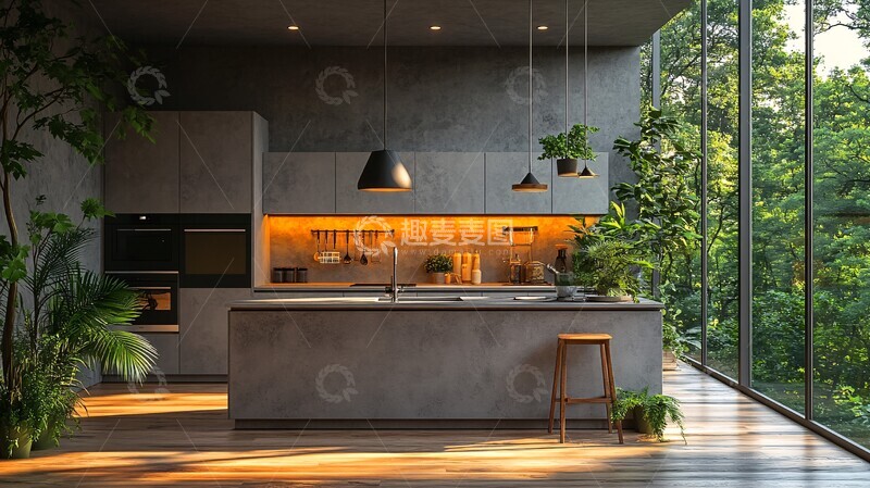 高清大图下载【趣麦麦图】灰色台面木地板2