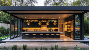 黑色橱柜金色灯饰1