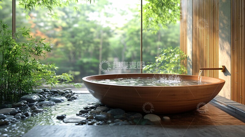 高清大图下载【趣麦麦图】木盆石地竹饰1