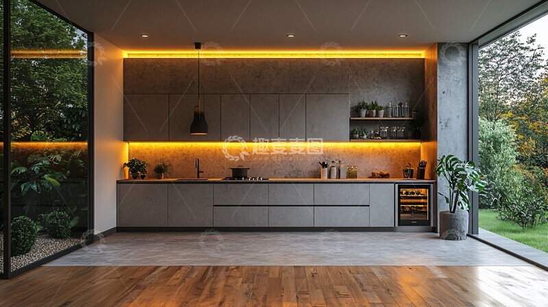 高清大图下载【趣麦麦图】灰色台面木地板1