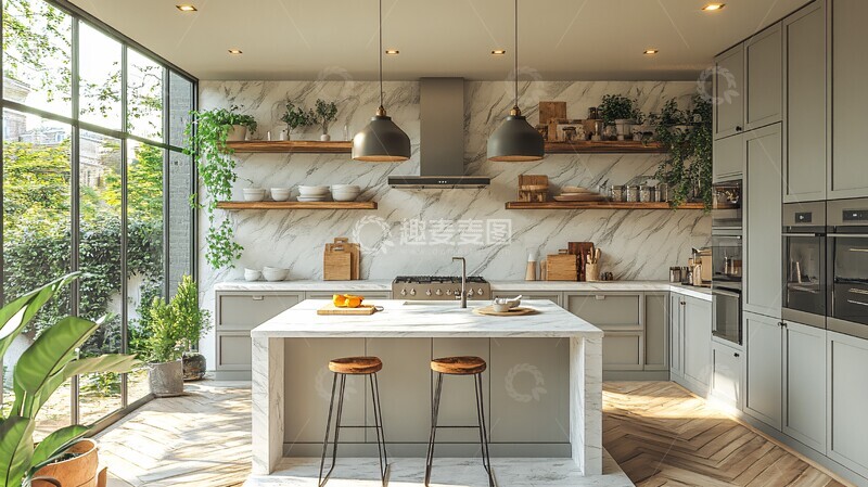 高清大图下载【趣麦麦图】灰色橱柜白色台面21