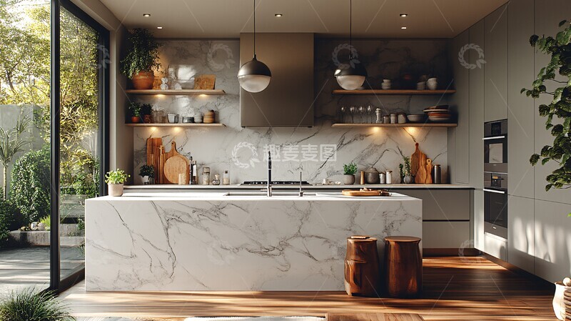 高清大图下载【趣麦麦图】灰色橱柜白色台面20