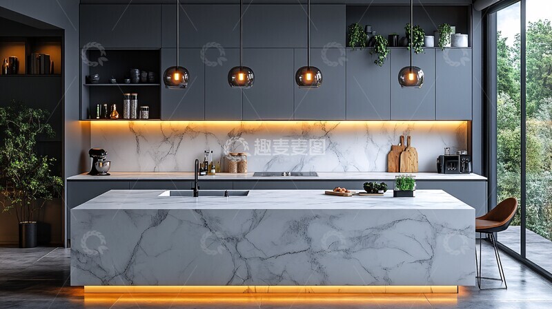 高清大图下载【趣麦麦图】灰色橱柜白色台面22