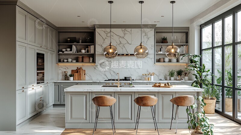 高清大图下载【趣麦麦图】灰色橱柜白色台面19