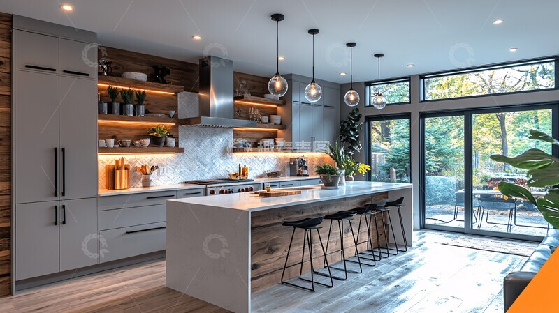 高清大图下载【趣麦麦图】灰色橱柜白色台面18