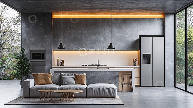 高清大图下载【趣麦麦图】灰色柜台白色台面5