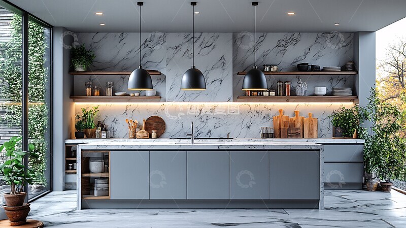 高清大图下载【趣麦麦图】灰色橱柜白色台面16