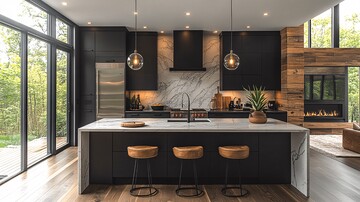 黑色橱柜石英台面3