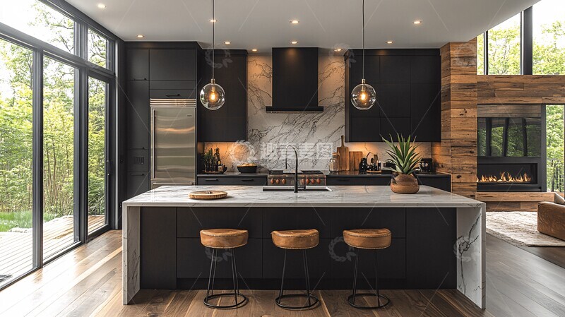 高清大图下载【趣麦麦图】黑色橱柜石英台面3
